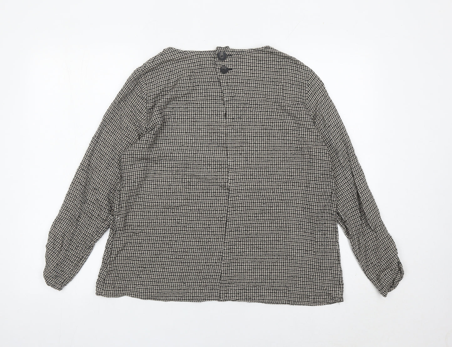 MNG Women’s Black Checked Cotton Tunic Blouse Size 12