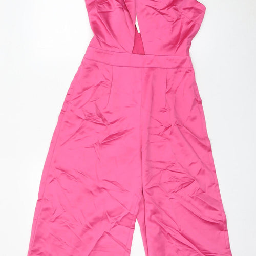 In The Style Women’s Pink Halter Wide-Leg Jumpsuit Size 8