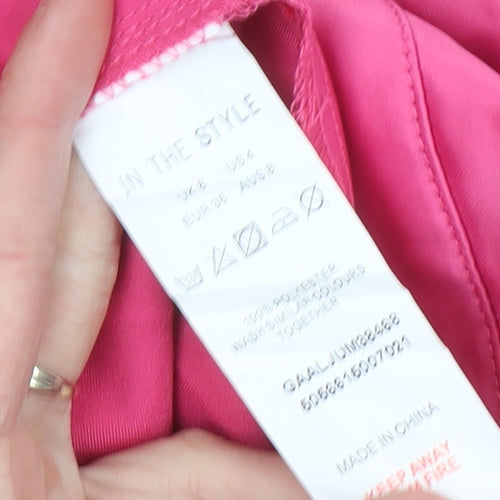 In The Style Women’s Pink Halter Wide-Leg Jumpsuit Size 8