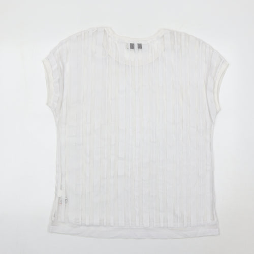 Next Women White Size 16 Short Sleeve Striped Lightweight T-Shirt