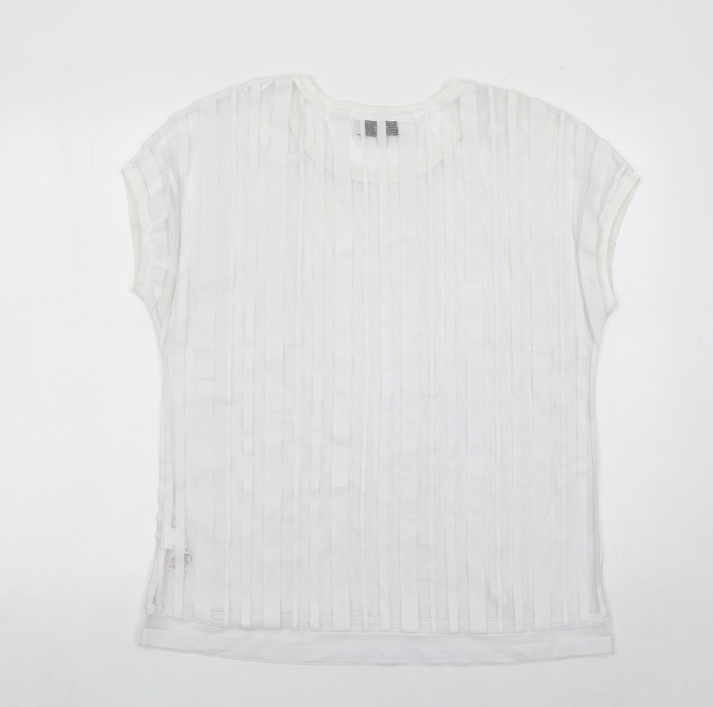 Next Women White Size 16 Short Sleeve Striped Lightweight T-Shirt