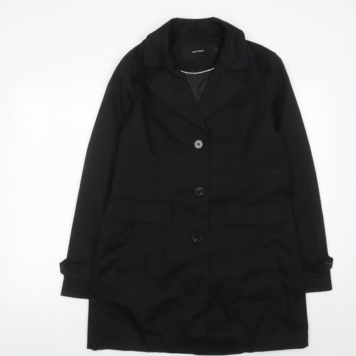 Vero Moda Women's Black Mid-Length Overcoat M Buttoned Workwear