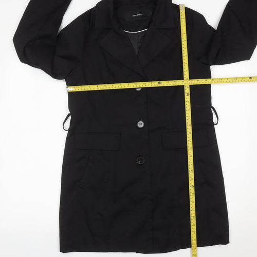 Vero Moda Women's Black Mid-Length Overcoat M Buttoned Workwear