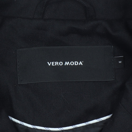 Vero Moda Women's Black Mid-Length Overcoat M Buttoned Workwear