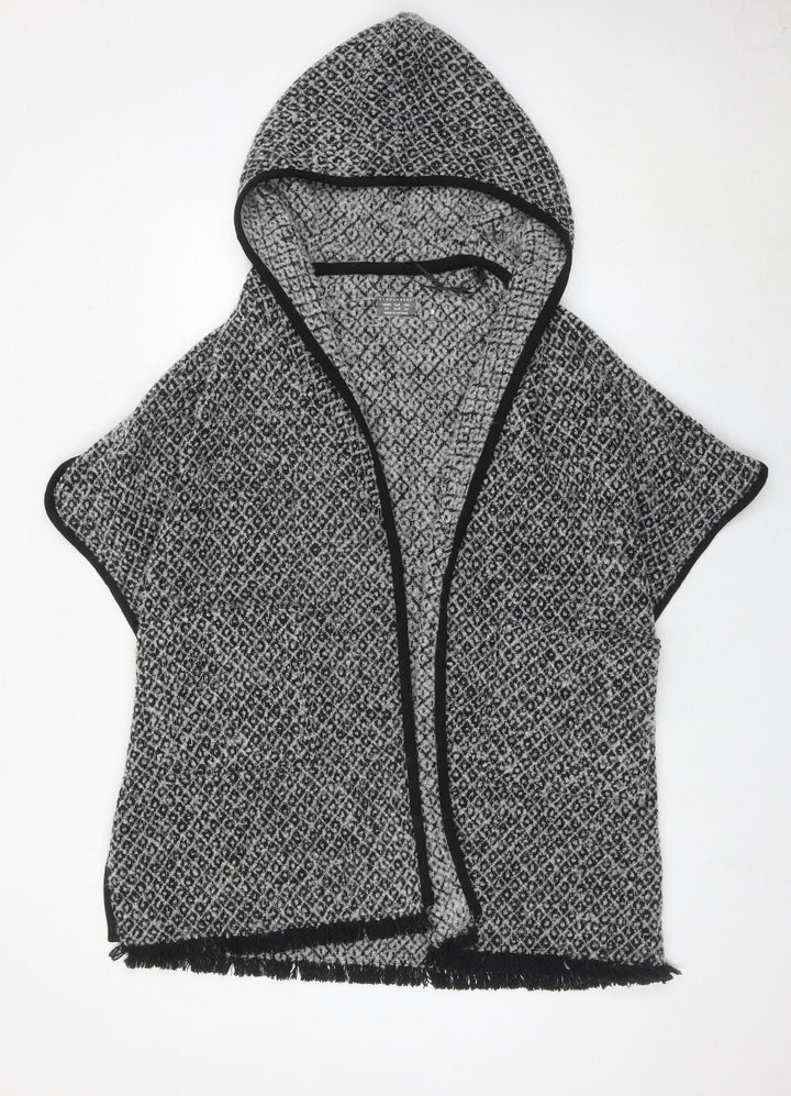 Atmosphere Women Grey Hooded Cape Cardigan Size 6-8 Wool Blend