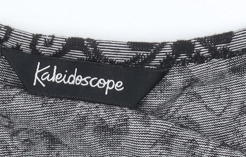 Kaleidoscope Women’s Grey Black Shift Dress UK 12 Scoop Neck 3/4 Sleeve