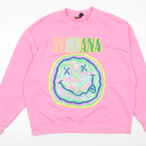 Nirvana Womens Pink Graphic Pullover Sweatshirt Size 10/12 UK