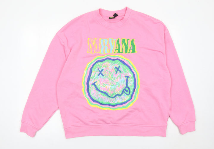Nirvana Womens Pink Graphic Pullover Sweatshirt Size 10/12 UK