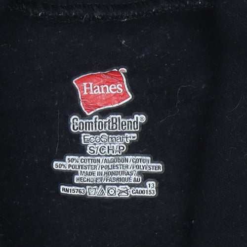 Hanes Women’s Black Pullover Hoodie Size S Graphic Logo Sweatshirt