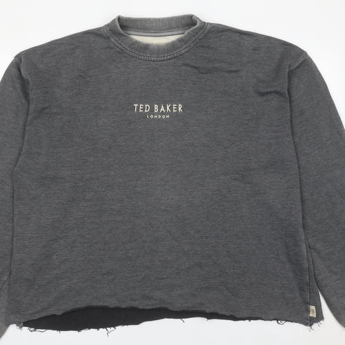 Ted Baker Men’s Grey Logo Sweatshirt Pullover Size L Crew Neck Cotton