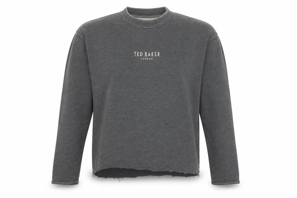 Ted Baker Men’s Grey Logo Sweatshirt Pullover Size L Crew Neck Cotton