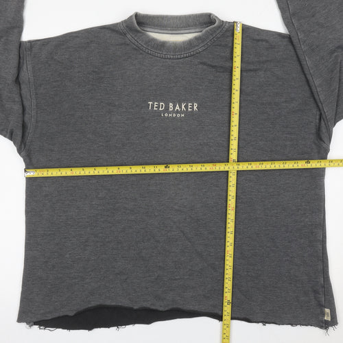 Ted Baker Men’s Grey Logo Sweatshirt Pullover Size L Crew Neck Cotton