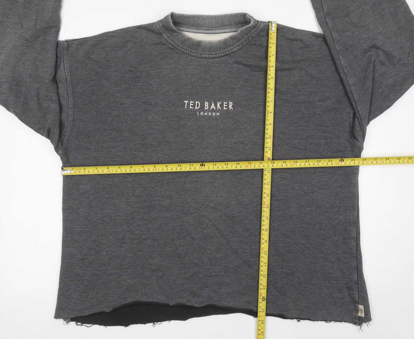 Ted Baker Men’s Grey Logo Sweatshirt Pullover Size L Crew Neck Cotton