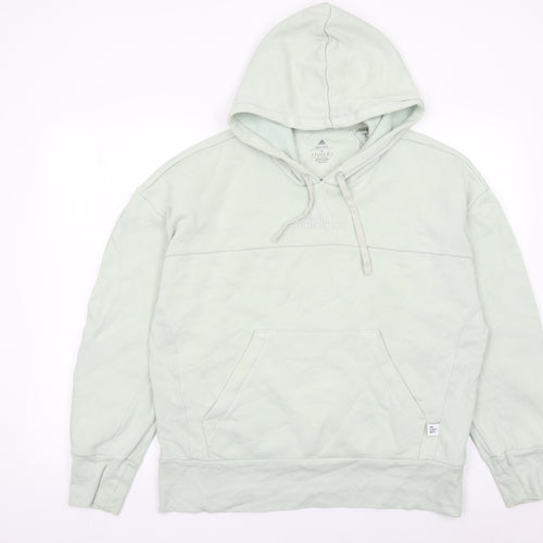 Adidas Women's Green Hoodie Medium Pullover Organic Cotton Blend