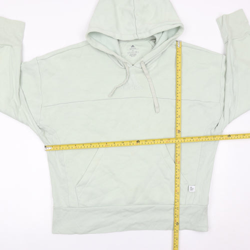 Adidas Women's Green Hoodie Medium Pullover Organic Cotton Blend