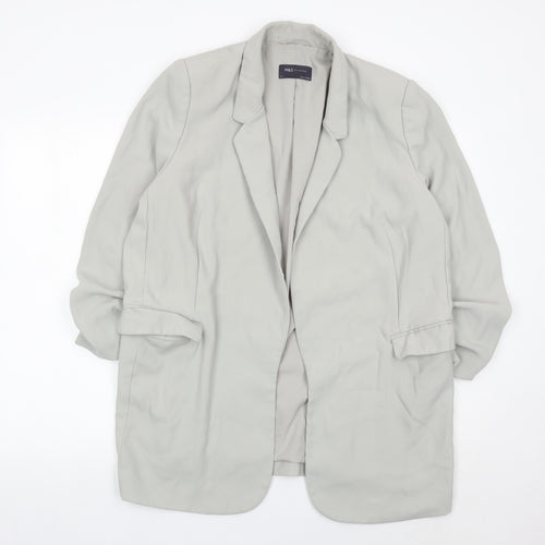 Marks and Spencer Women Grey Size 16 Regular Fit Blazer Jacket