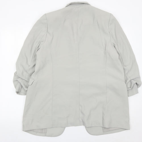Marks and Spencer Women Grey Size 16 Regular Fit Blazer Jacket