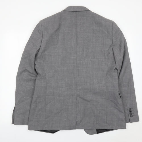 Kin Men’s Grey Wool Blend 44R Blazer Jacket Two Button Notch Lapel