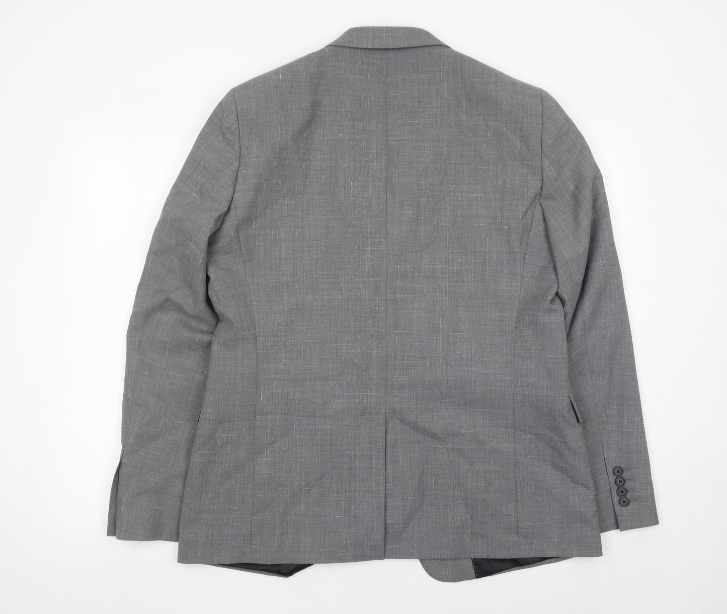 Kin Men’s Grey Wool Blend 44R Blazer Jacket Two Button Notch Lapel