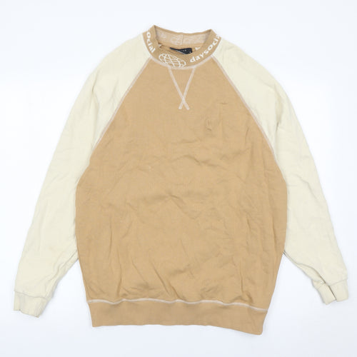 ASOS Men’s Beige Sweatshirt XS Crew Neck Long Sleeve Logo Accent