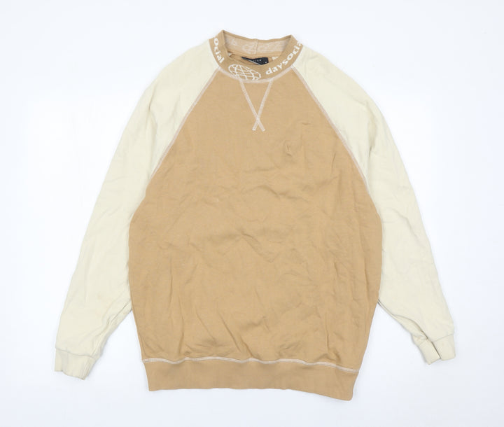 ASOS Men’s Beige Sweatshirt XS Crew Neck Long Sleeve Logo Accent
