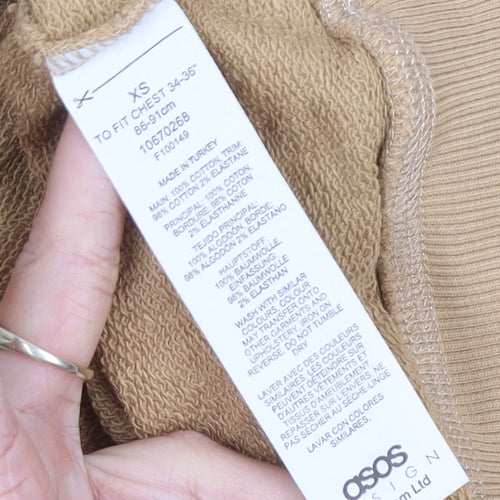 ASOS Men’s Beige Sweatshirt XS Crew Neck Long Sleeve Logo Accent