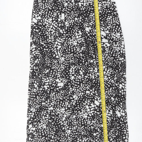 ASOS Women’s Black Geometric Midi Skirt Size 8 A-Line Stretch