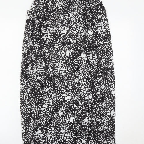 ASOS Women’s Black Geometric Midi Skirt Size 8 A-Line Stretch