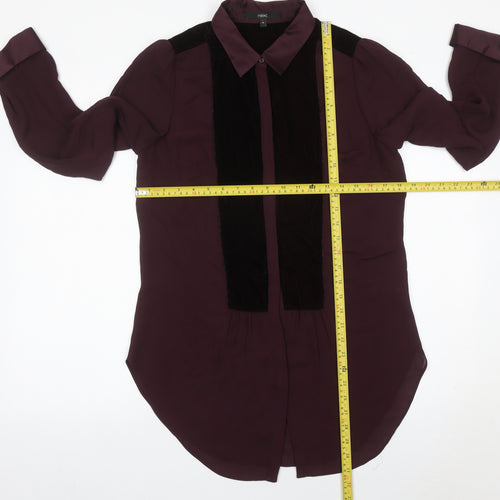 Next Womens Purple Long Sleeve Collared Blouse Size 10 Polyester