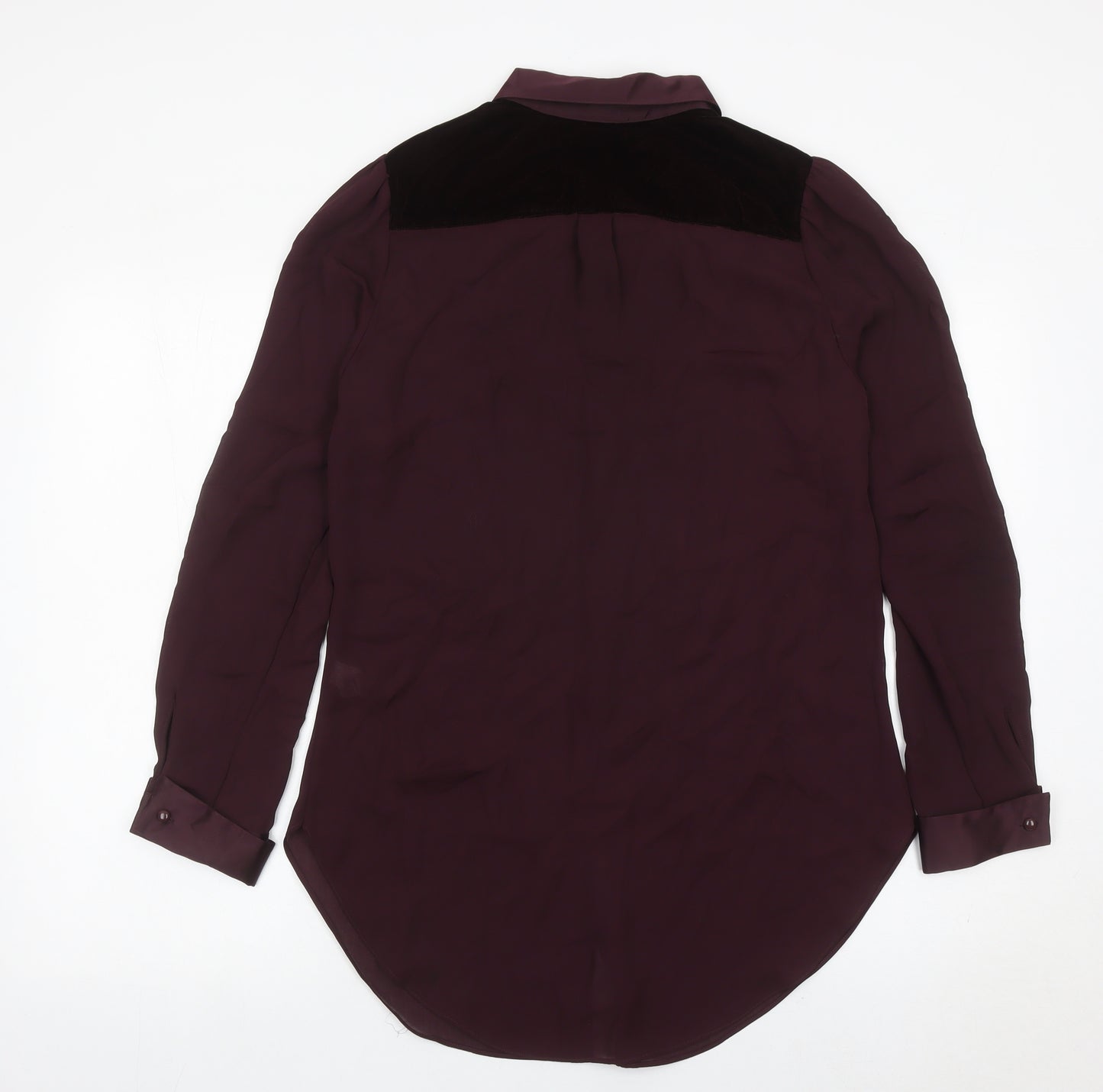 Next Womens Purple Long Sleeve Collared Blouse Size 10 Polyester