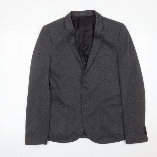 River Island Men’s Grey Blazer Jacket Size 38 Regular Fit Smart Casual