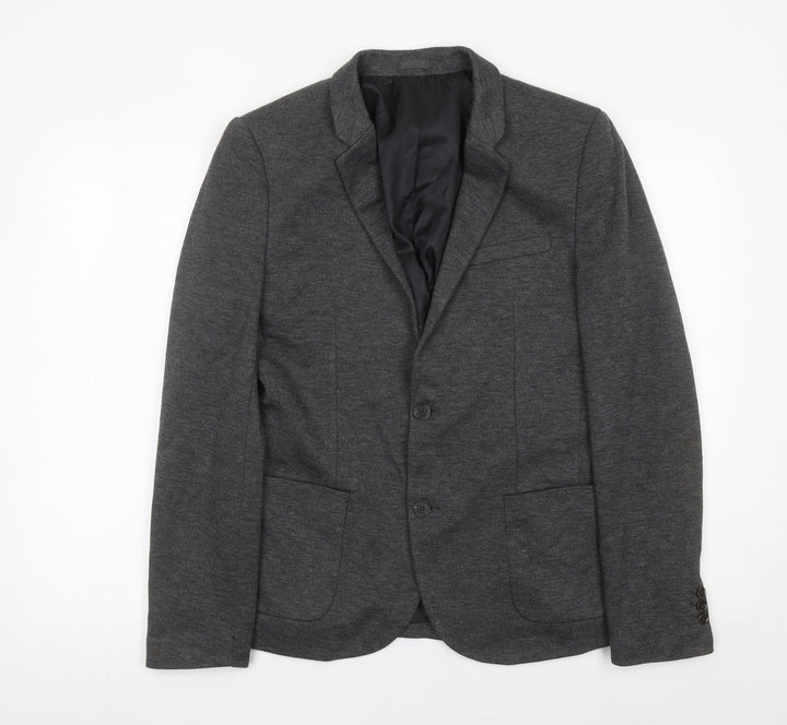 River Island Men’s Grey Blazer Jacket Size 38 Regular Fit Smart Casual