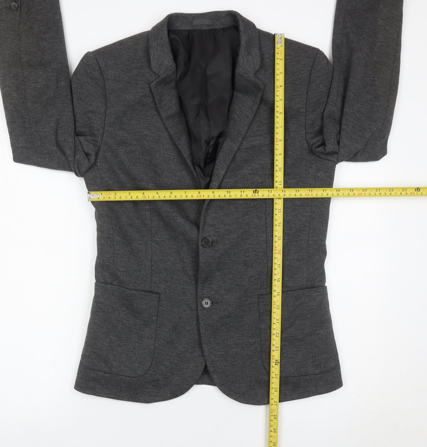 River Island Men’s Grey Blazer Jacket Size 38 Regular Fit Smart Casual