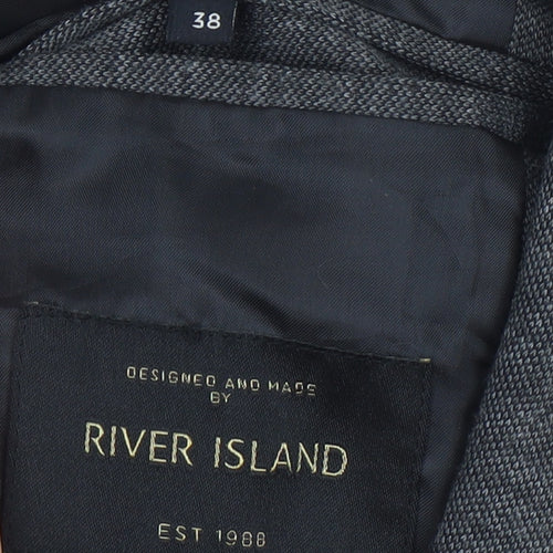 River Island Men’s Grey Blazer Jacket Size 38 Regular Fit Smart Casual