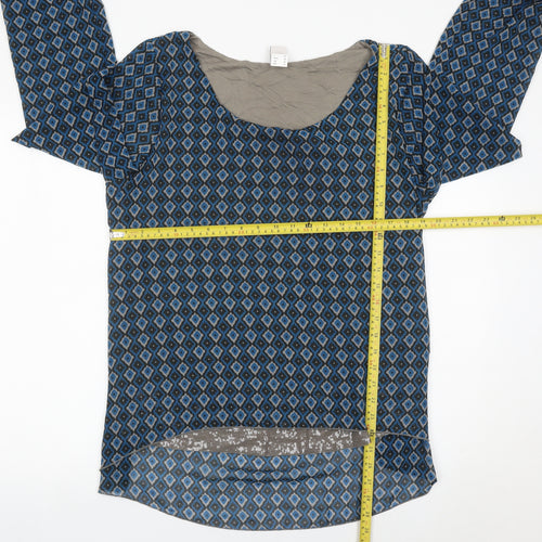 Heine Womens Blue Geometric Long Sleeve Tunic Blouse Size 20