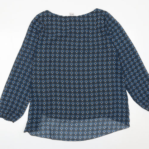Heine Womens Blue Geometric Long Sleeve Tunic Blouse Size 20