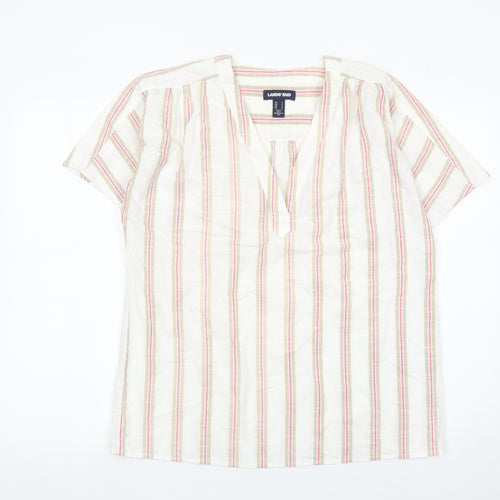 Lands' End Women’s Multicoloured Striped Tunic Blouse S