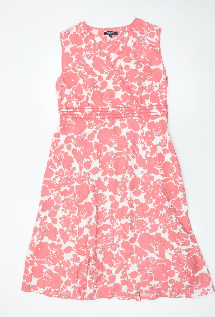 Maine New England Women's Pink Floral A-Line Dress Size 14