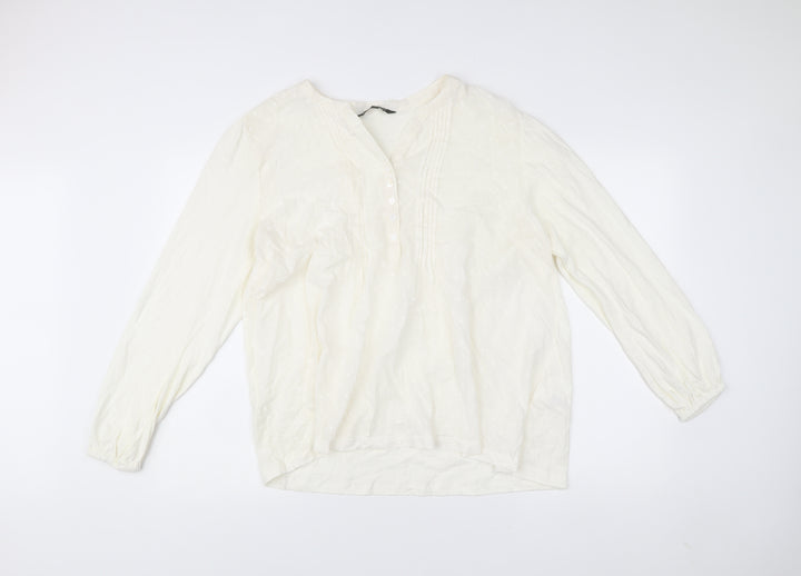 Bonmarché Women’s Ivory Cotton Long Sleeve Blouse Size 14