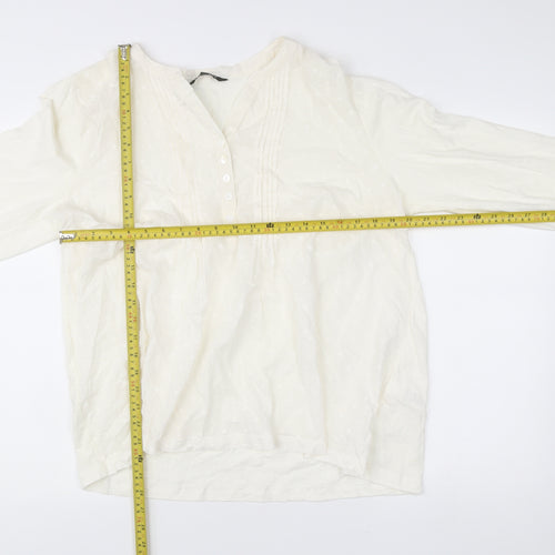 Bonmarché Women’s Ivory Cotton Long Sleeve Blouse Size 14
