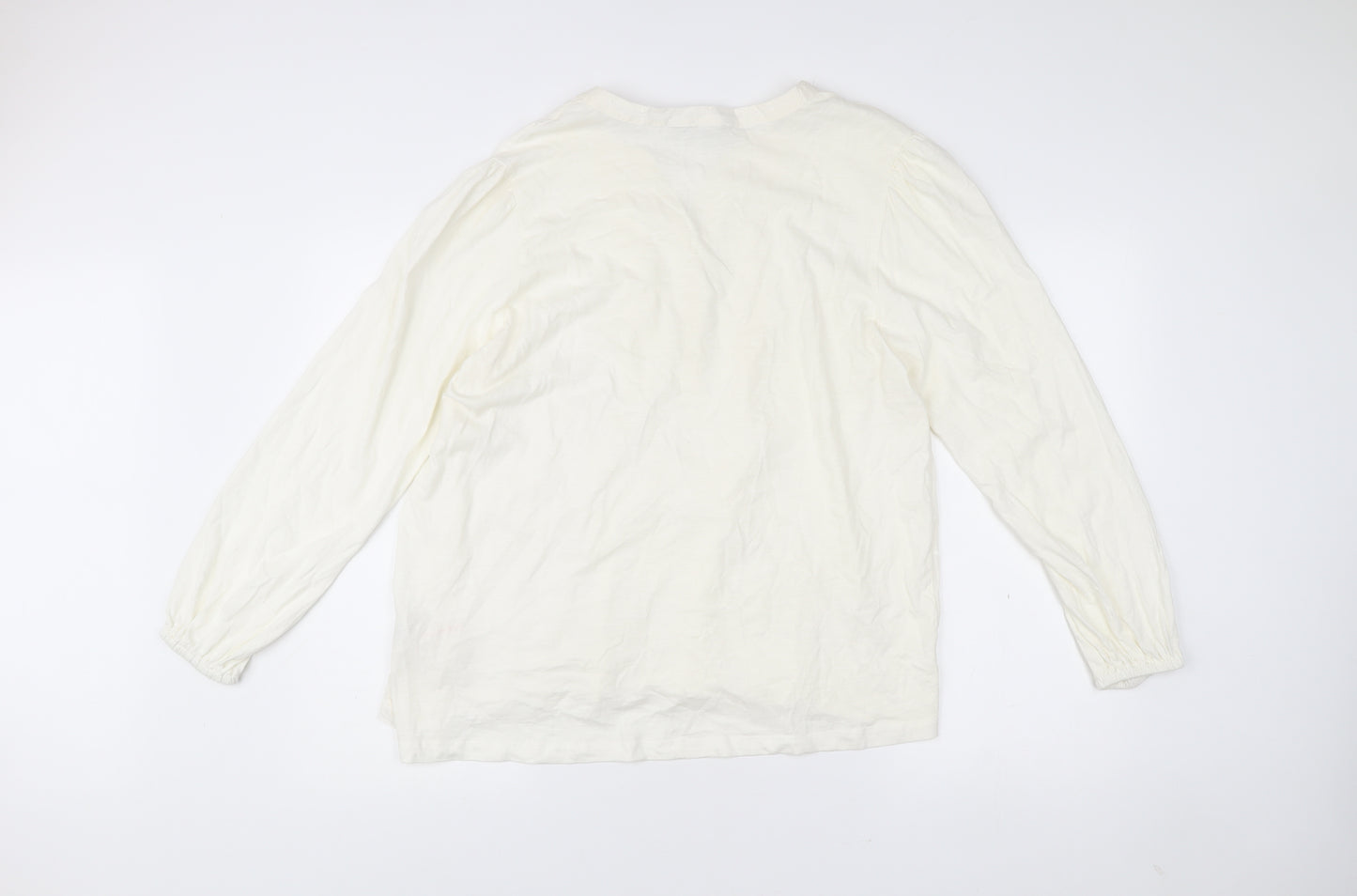 Bonmarché Women’s Ivory Cotton Long Sleeve Blouse Size 14
