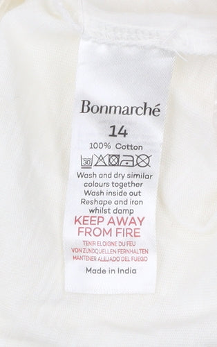 Bonmarché Women’s Ivory Cotton Long Sleeve Blouse Size 14