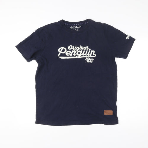 Penguin Men’s Blue Graphic Logo T-Shirt Size M Cotton Blend