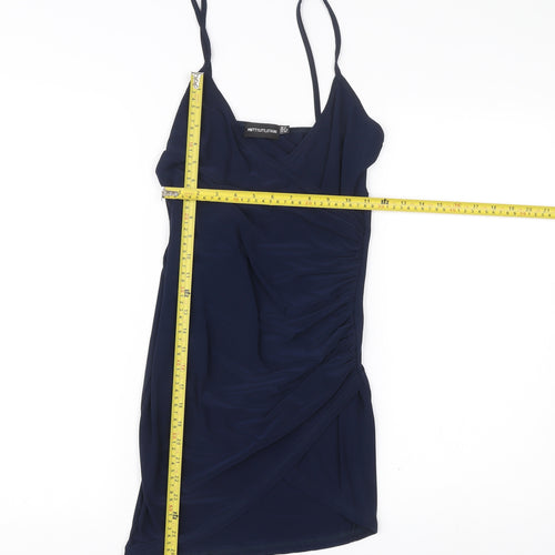 PrettyLittleThing Women’s Blue Size 8 Slip Dress Ruched Short Party