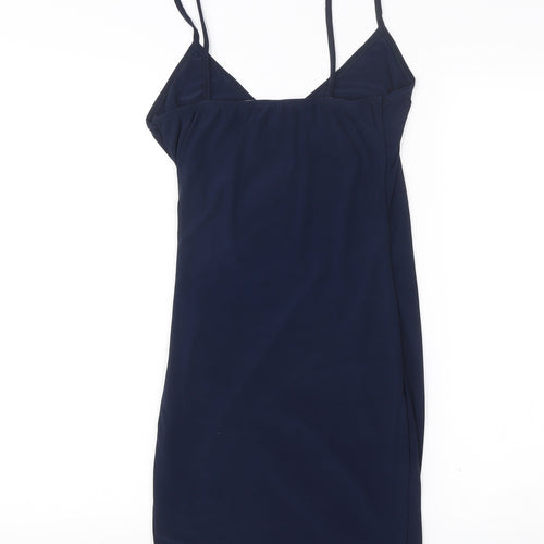 PrettyLittleThing Women’s Blue Size 8 Slip Dress Ruched Short Party