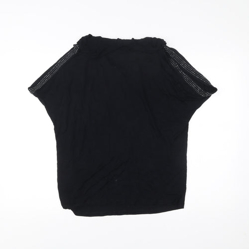 Design History Women Black Size 14 Rhinestone Sleeve Blouse