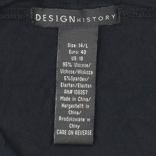 Design History Women Black Size 14 Rhinestone Sleeve Blouse