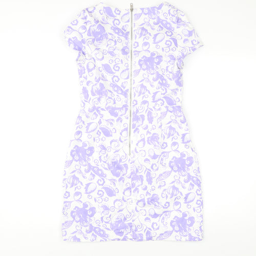 Missguided Women’s Multicoloured Floral Bodycon Dress UK 8 Short Sleeve Scoop Neck