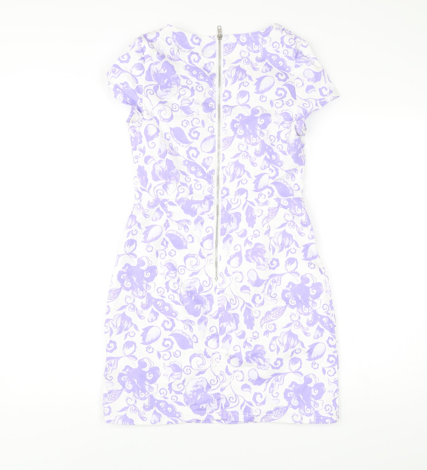 Missguided Women’s Multicoloured Floral Bodycon Dress UK 8 Short Sleeve Scoop Neck