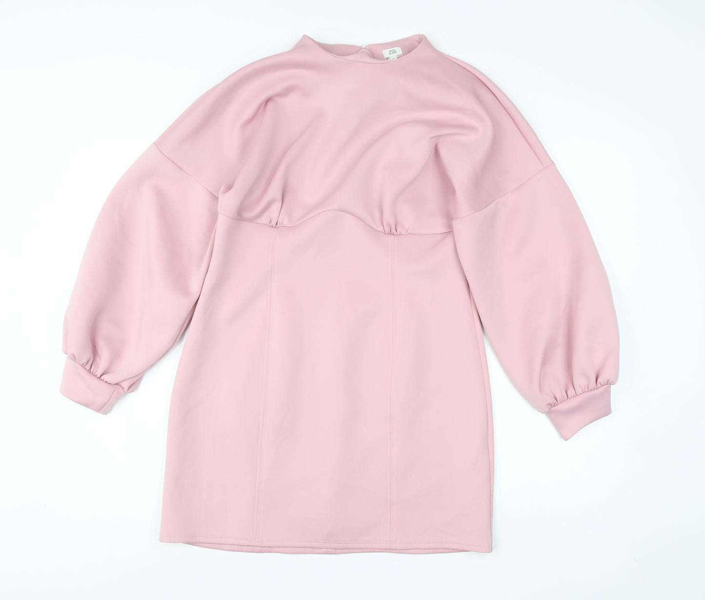 River Island Women’s Pink Shift Dress Size 14 Long Sleeve Party